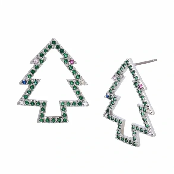 Betsey Johnson Christmas Tree Earrings, Green - Picture 2 of 5